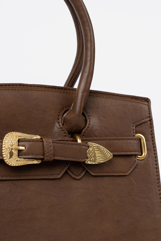 Bruin Handtas met decoratieve gesp In goudenm kolorze