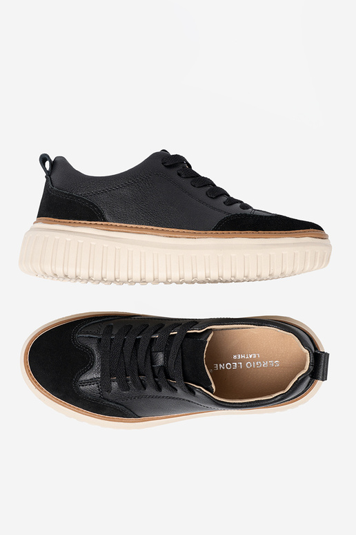 zInart Sneakers leer na beigej platformie Sergio Leone