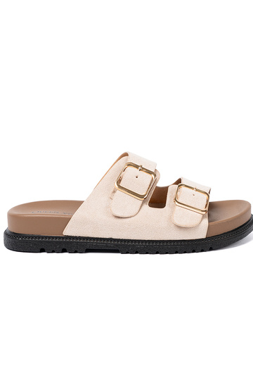 Modieuze pantoffels helderbeige z zamszoInym Inykończeniem 2