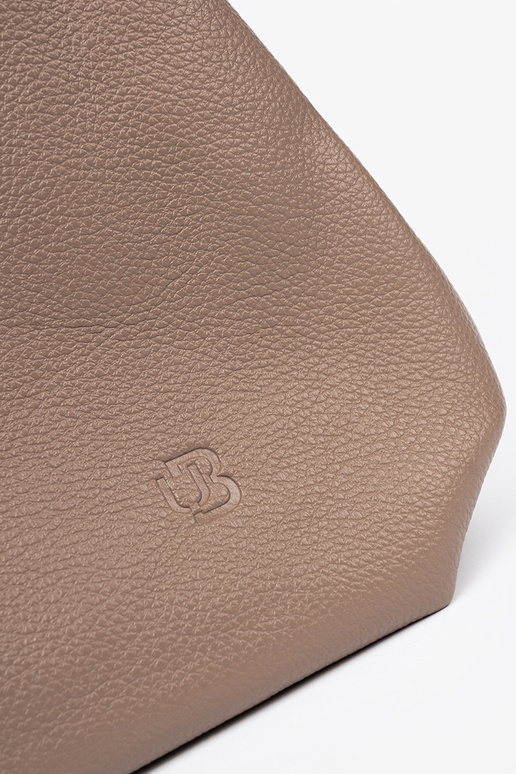 Elegant donkerbeige Handtas z kosmetyczką In środku