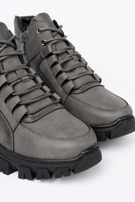 grijs geregen Dameslaarzen z grubą podeszIną Sergio Leone