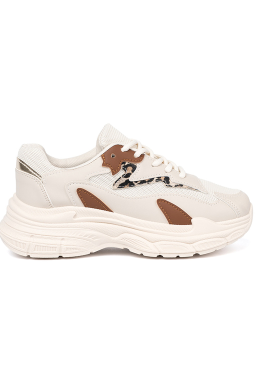 beige Sneakers model schoenen met een enorm platform