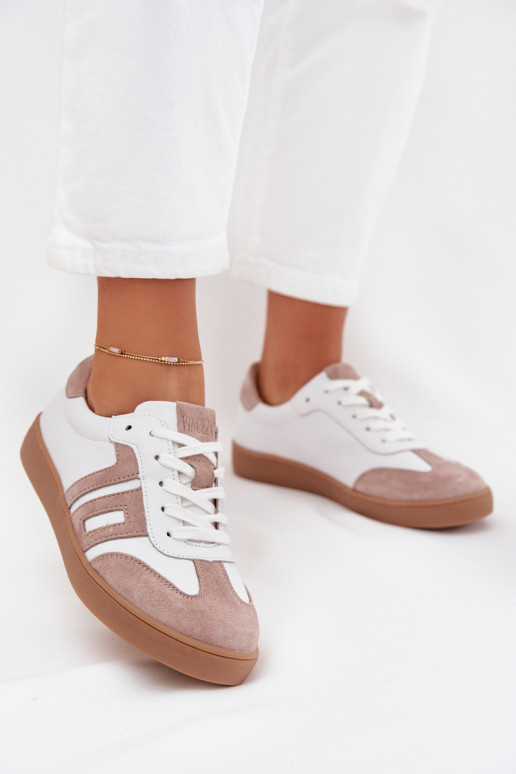 Leer Sneakers model schoenen Dames Vinceza 79557 INit-beige Leer Sneakers model schoenen Dames Vinceza 79557 INit-beige