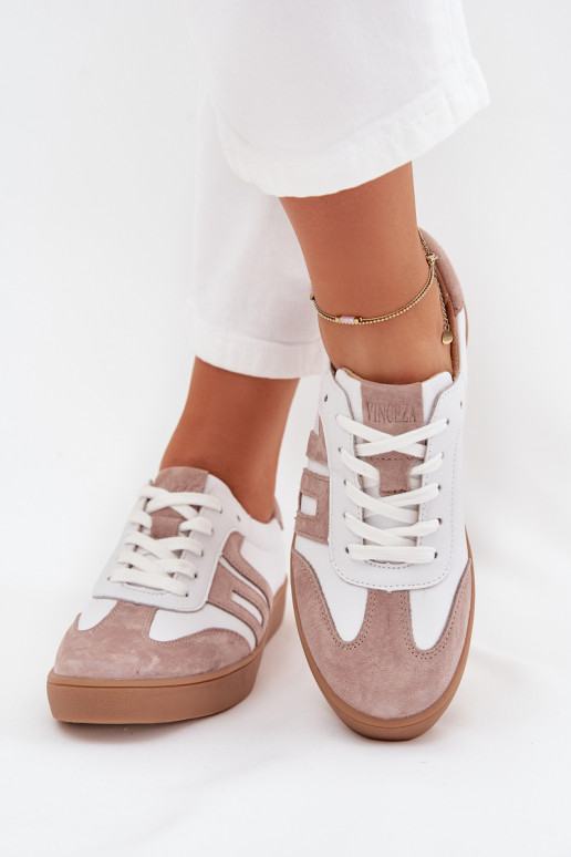 Leer Sneakers model schoenen Dames Vinceza 79557 INit-beige Leer Sneakers model schoenen Dames Vinceza 79557 INit-beige