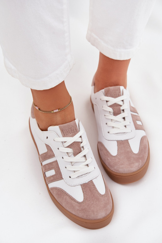 Leer Sneakers model schoenen Dames Vinceza 79557 INit-beige Leer Sneakers model schoenen Dames Vinceza 79557 INit-beige