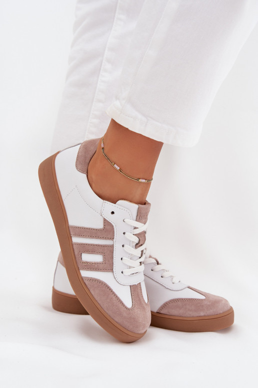 Leer Sneakers model schoenen Dames Vinceza 79557 INit-beige Leer Sneakers model schoenen Dames Vinceza 79557 INit-beige