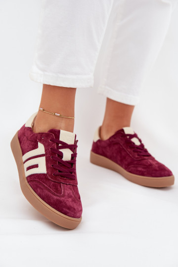 Suède dames sneakers in sportieve stijl „Vinceza 79557" bordeauxkleur