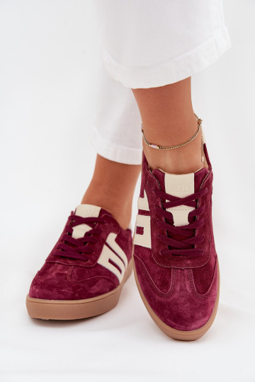 Suède dames sneakers in sportieve stijl „Vinceza 79557" bordeauxkleur 2