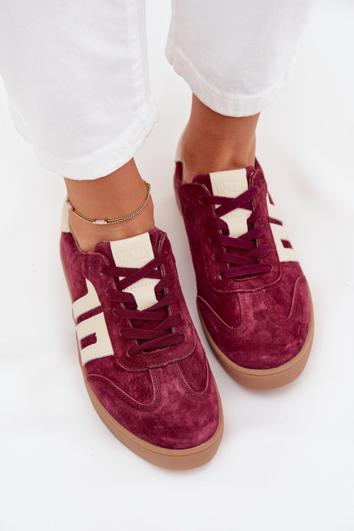 van suède Sneakers model schoenen Dames Vinceza 79557 bordeaux