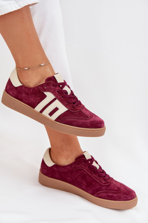 van suède Sneakers model schoenen Dames Vinceza 79557 bordeaux