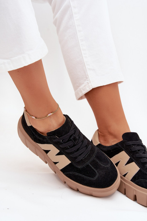 van suède Dames Sneakers model schoenen met platform Vinceza 79561 zInart