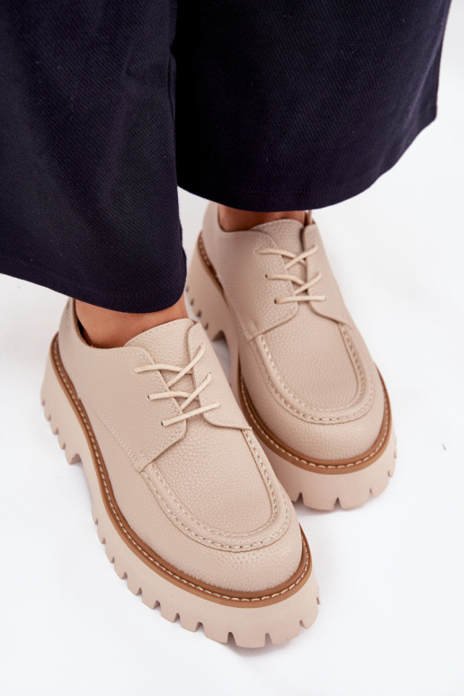 schoenen dames mocassins Met vetersluiting Big Star NN274053 beige