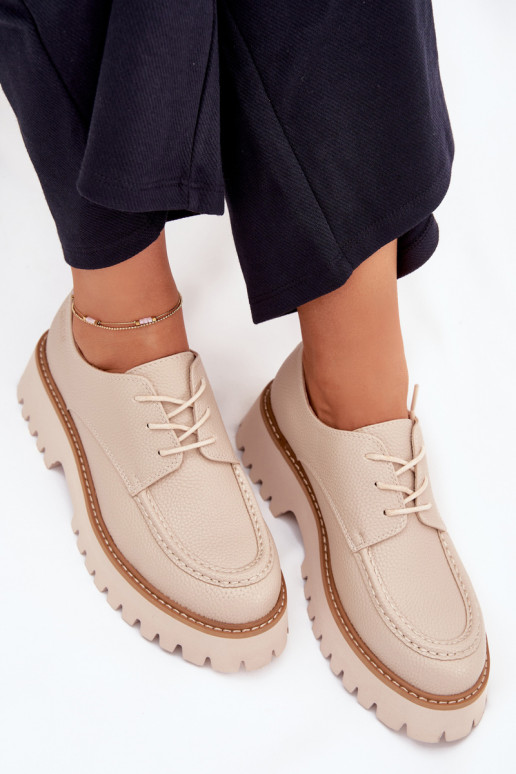 schoenen dames mocassins Met vetersluiting Big Star NN274053 beige