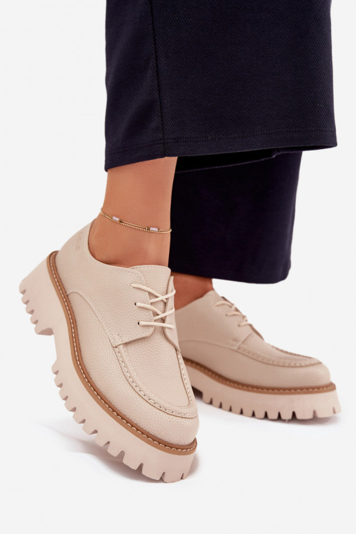 schoenen dames mocassins Met vetersluiting Big Star NN274053 beige