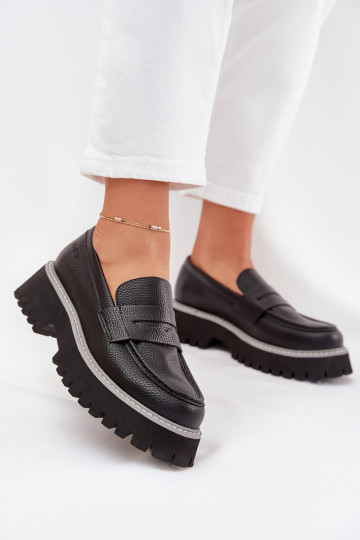 Dames mocassins met platform en platte hak „Big Star NN274049" zwarte kleur 2