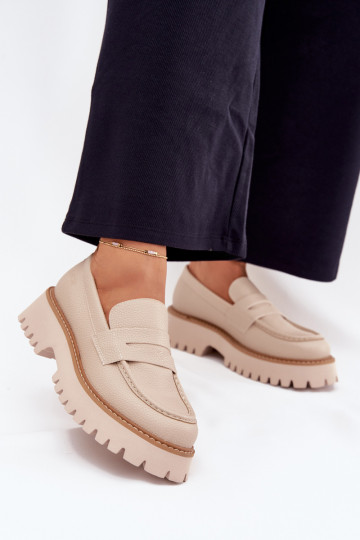 Damesmocassins op het platform En platte hakken Big Star NN274050 beige