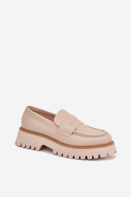 Damesmocassins op het platform En platte hakken Big Star NN274050 beige