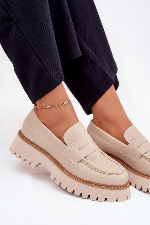 Damesmocassins op het platform En platte hakken Big Star NN274050 beige