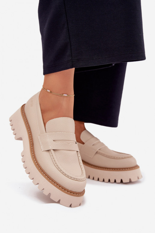 Damesmocassins op het platform En platte hakken Big Star NN274050 beige