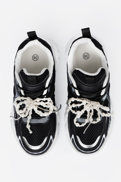 zInart Sneakers z białą kokardą i koralikami