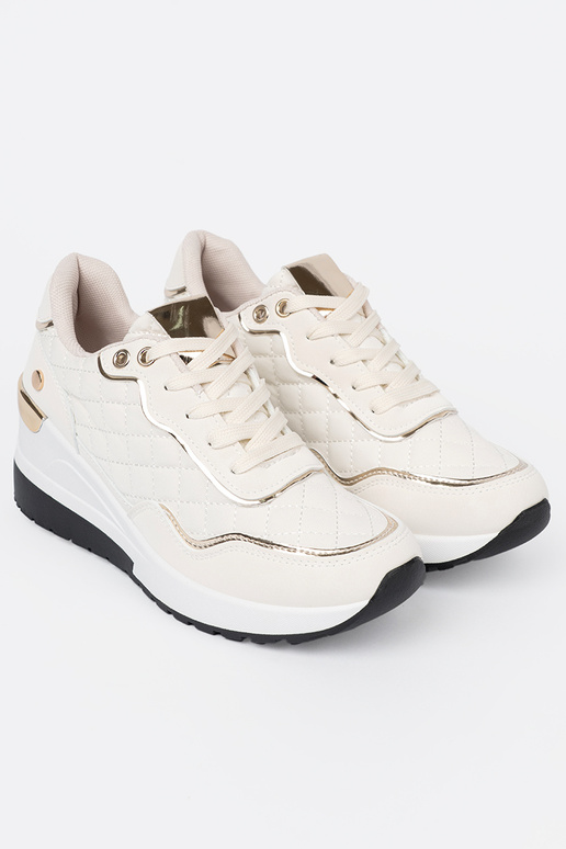 beige Sneakers z połyskującymi goudenmi akcentami beige Sneakers z połyskującymi goudenmi akcentami