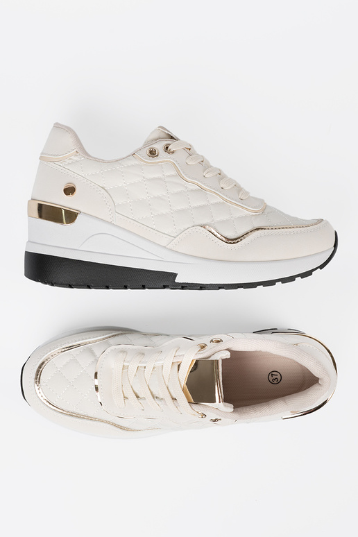 beige Sneakers z połyskującymi goudenmi akcentami beige Sneakers z połyskującymi goudenmi akcentami