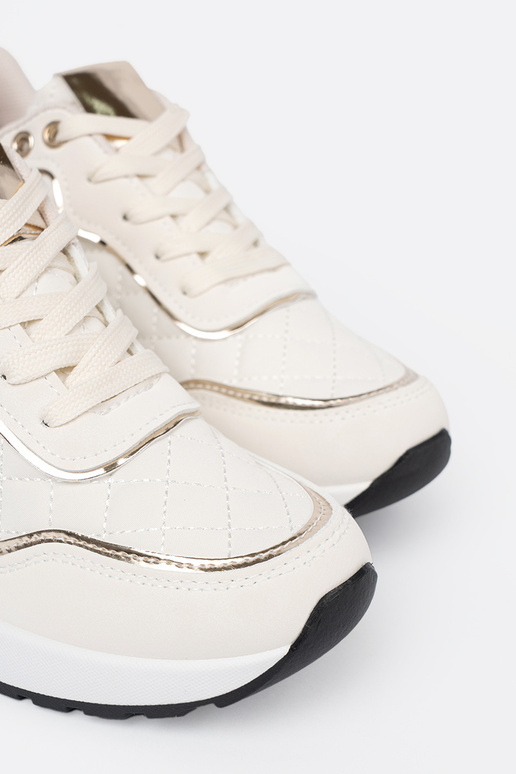 beige Sneakers z połyskującymi goudenmi akcentami beige Sneakers z połyskującymi goudenmi akcentami