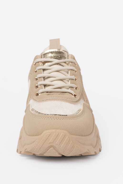 beige Sneakers z ozdobnym goudenm hartm