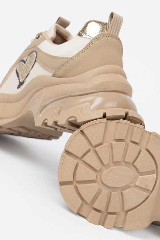 beige Sneakers z ozdobnym goudenm hartm