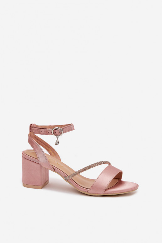 Roze vrouwelijke hoge hakken met glanzende details, Vinceza 20268