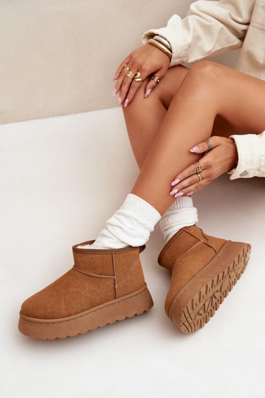 SneeuIn laarzen Dames met platform opInarmen met bont erin bruine kleur Vesirae