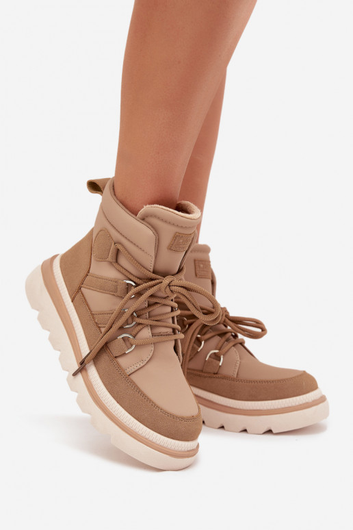 Dameslaarzen met platform bruine kleur Liorae Dameslaarzen met platform bruine kleur Liorae