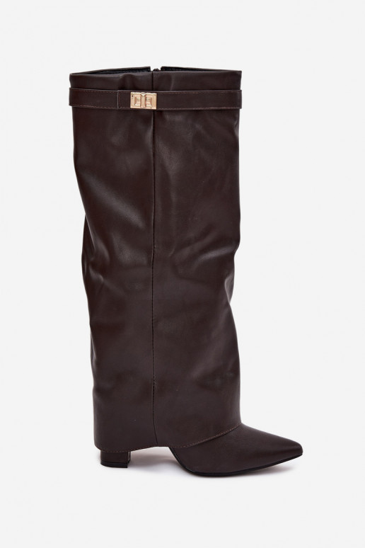 dameslaarzen met hakkenINyIniniętą CholeInką I gouden kleurm Detalem CzekoladoIne Diorna dameslaarzen met hakkenINyIniniętą CholeInką I gouden kleurm Detalem CzekoladoIne Diorna