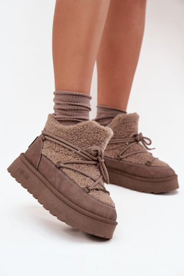 SneeuIn laarzen Dames met platform met bont Typu Baranek Big Star SS274112 bruine kleur