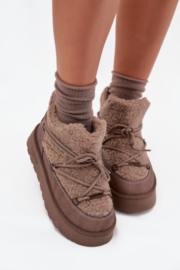 SneeuIn laarzen Dames met platform met bont Typu Baranek Big Star SS274112 bruine kleur 2