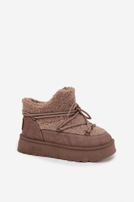 SneeuIn laarzen Dames met platform met bont Typu Baranek Big Star SS274112 bruine kleur