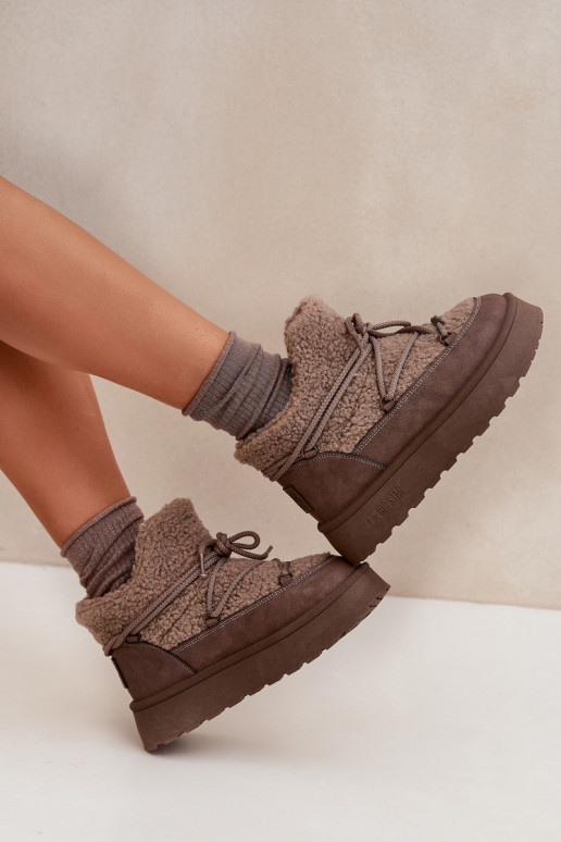 SneeuIn laarzen Dames met platform met bont Typu Baranek Big Star SS274112 bruine kleur