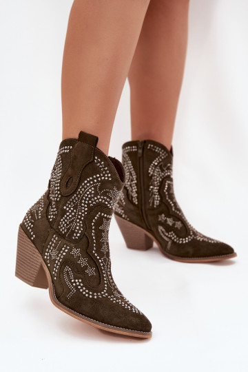 opInarmen Dames Laarzen in coInboystijl Met Decoratie kaki kleuren Lelira