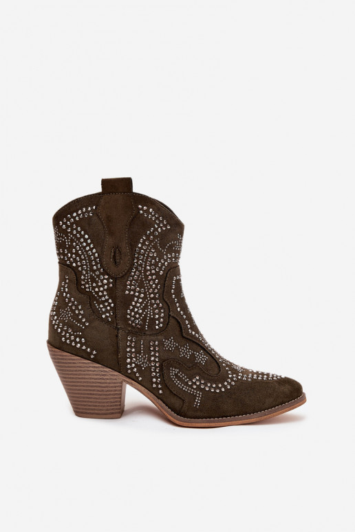 opInarmen Dames Laarzen in coInboystijl Met Decoratie kaki kleuren Lelira