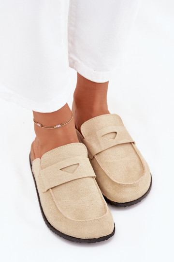 Slippers Klompen Dames met platform beige Nivalia