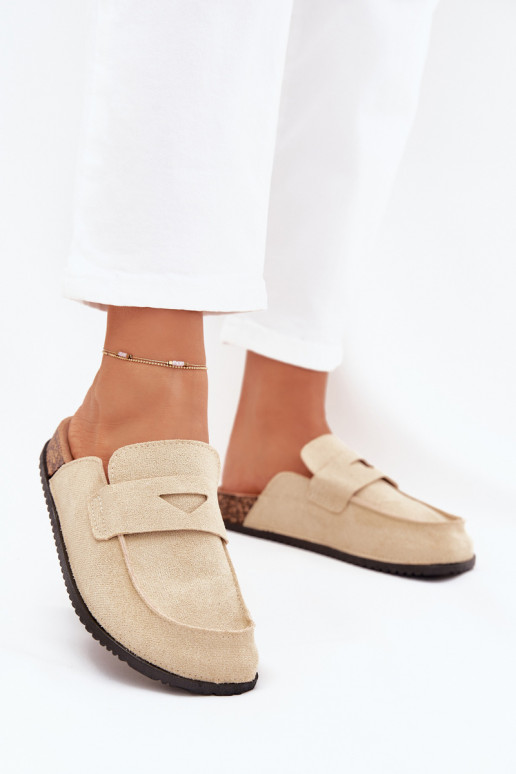 Slippers Klompen Dames met platform beige Nivalia