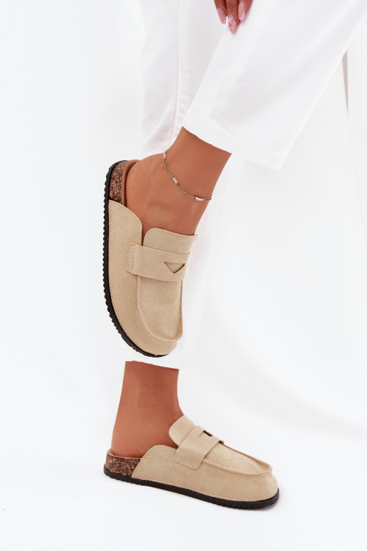 Slippers Klompen Dames met platform beige Nivalia