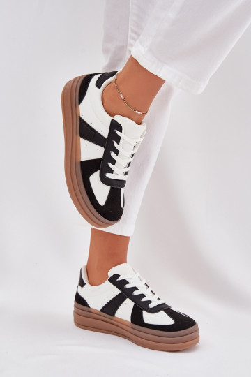 Dames sportschoenen met platform in wit-zwart Sivirae