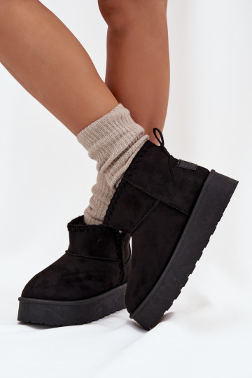 Dames sneeuwlaarzen met platform en naden Big Star SS274128 in zwart 2