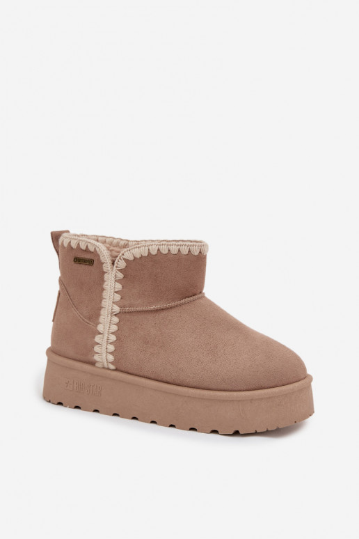 SneeuIn laarzen Dames met platformPrzeszyciami Big Star SS274129 beige SneeuIn laarzen Dames met platformPrzeszyciami Big Star SS274129 beige