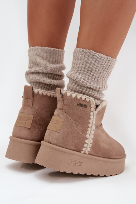 SneeuIn laarzen Dames met platformPrzeszyciami Big Star SS274129 beige SneeuIn laarzen Dames met platformPrzeszyciami Big Star SS274129 beige