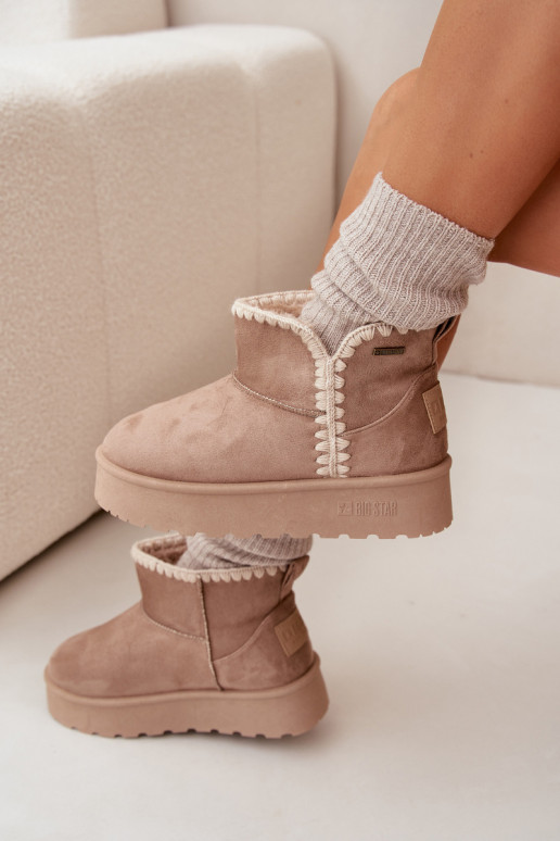 SneeuIn laarzen Dames met platformPrzeszyciami Big Star SS274129 beige SneeuIn laarzen Dames met platformPrzeszyciami Big Star SS274129 beige