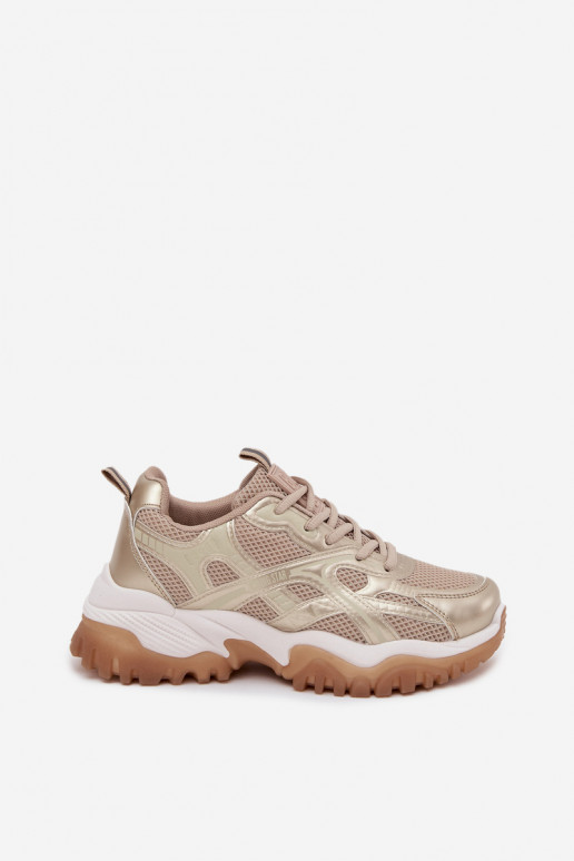 sportschoenen Sneakers model schoenen Dames Big Star SS274014 HI-POLY SYSTEM beige-gouden kleur