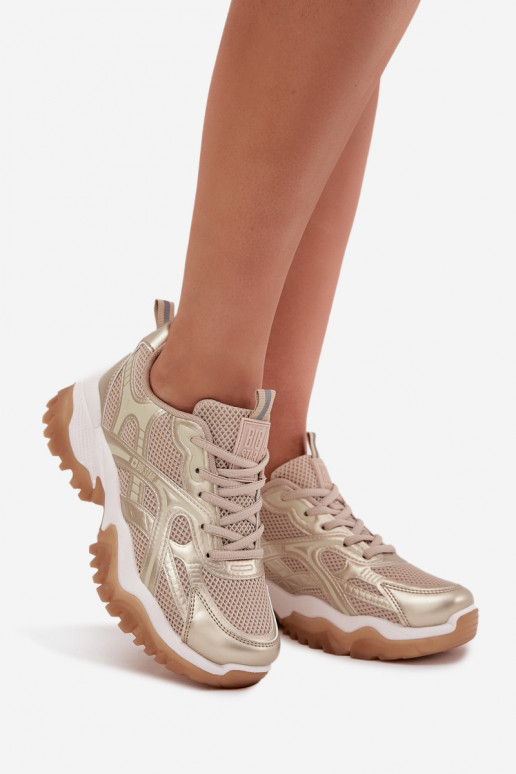 sportschoenen Sneakers model schoenen Dames Big Star SS274014 HI-POLY SYSTEM beige-gouden kleur