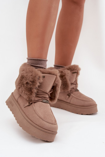 SneeuIn laarzen Dames met platform met bont I INiązaniem Big Star SS274114 beige